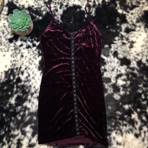 Purple Velvet Button-Down Mini-dress